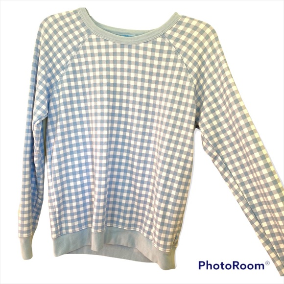 Draper James Natalie Sweatshirt Pullover Light Blue Gingham Size Small - Picture 3 of 10